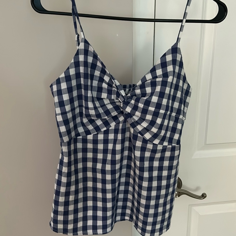 Old navy blue and white tank